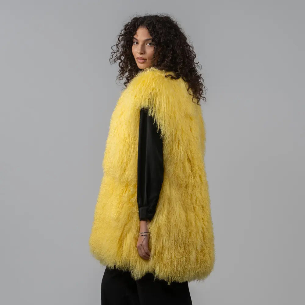 Mongolian sheep fur vest long - WGLUVF