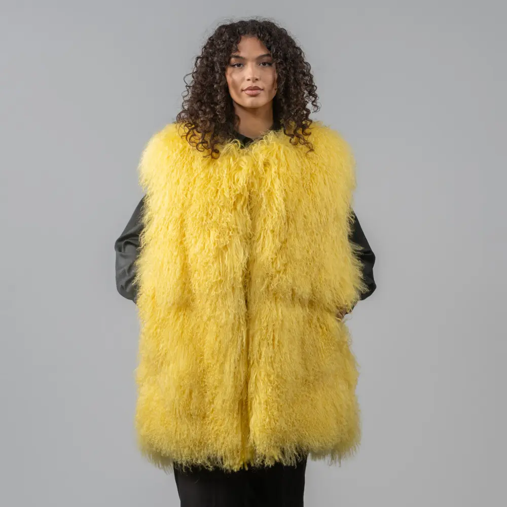 Mongolian sheep fur vest long - WGLUVF
