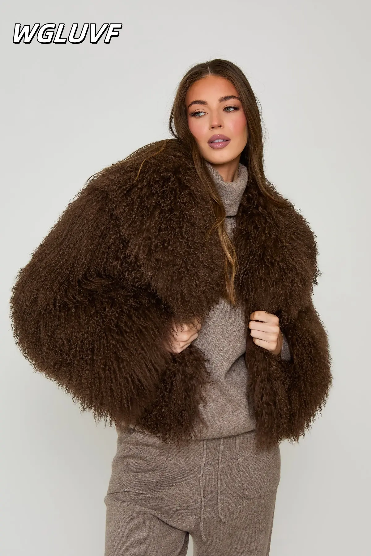 Mongolian sheepskin short jacket collar - WGLUVF