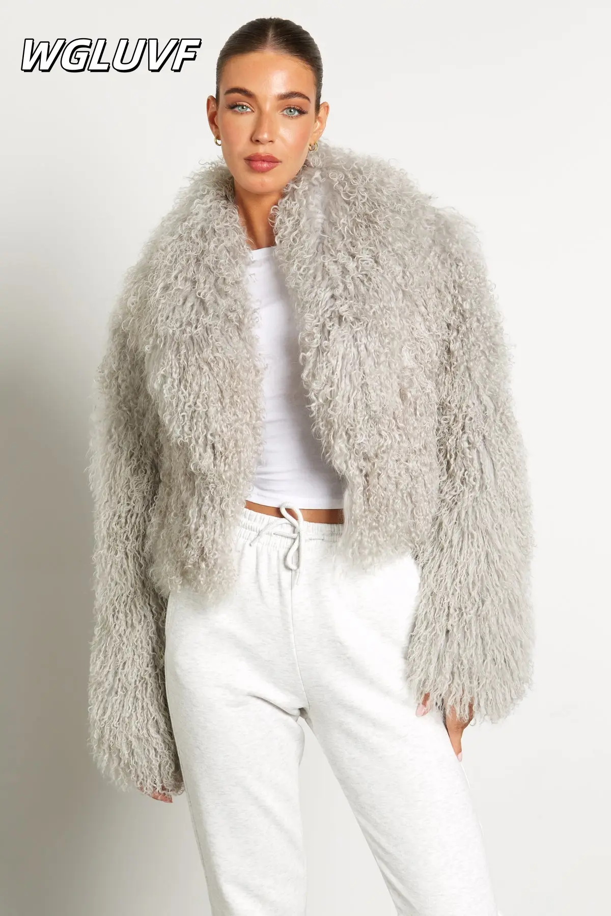 Mongolian sheepskin short jacket collar - WGLUVF