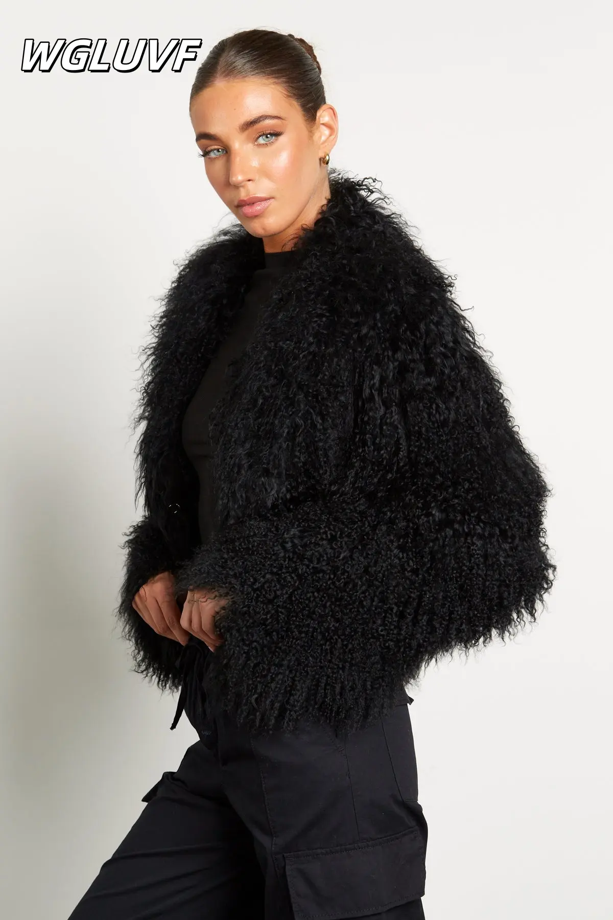 Mongolian sheepskin short jacket collar - WGLUVF