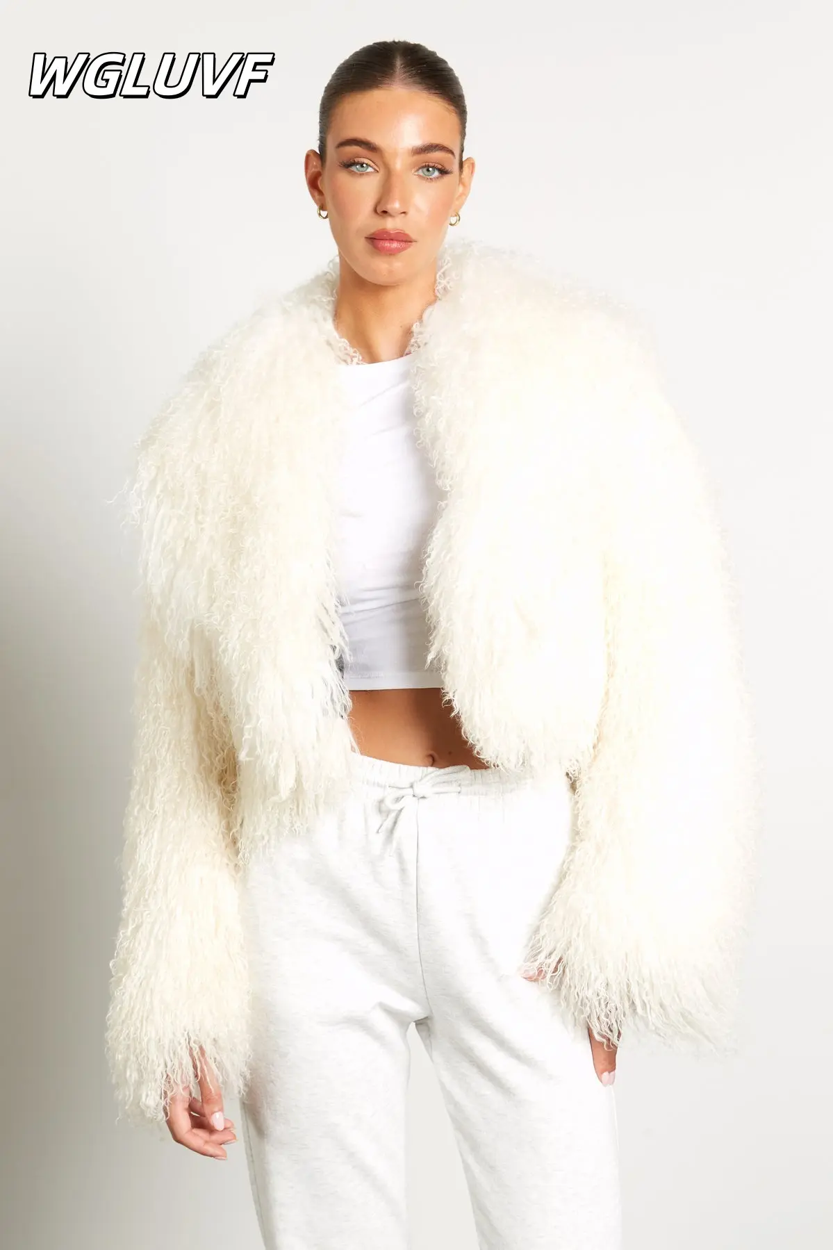 Mongolian sheepskin short jacket collar - WGLUVF