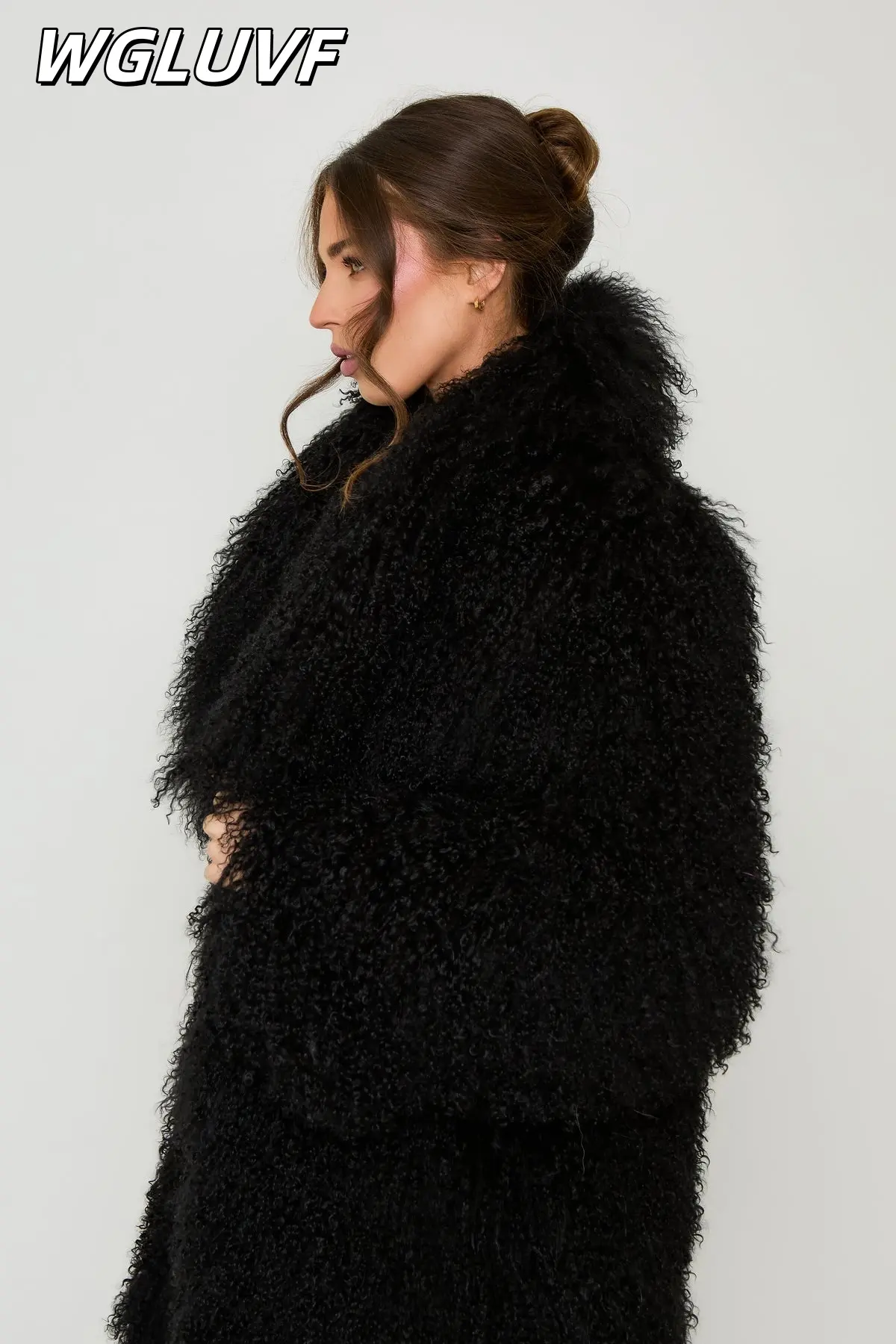 Mongolian sheep Fur Longline Coat 115cm - WGLUVF