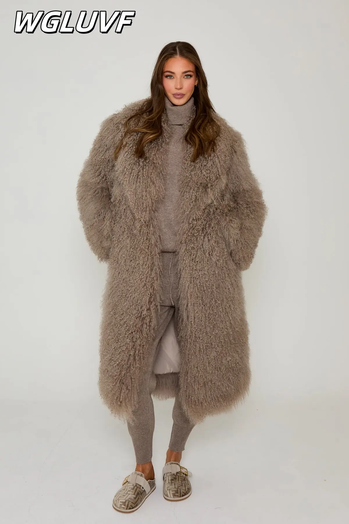 Luxury Long Mongolian Lamb Fur Jacket/coat sheep - WGLUVF