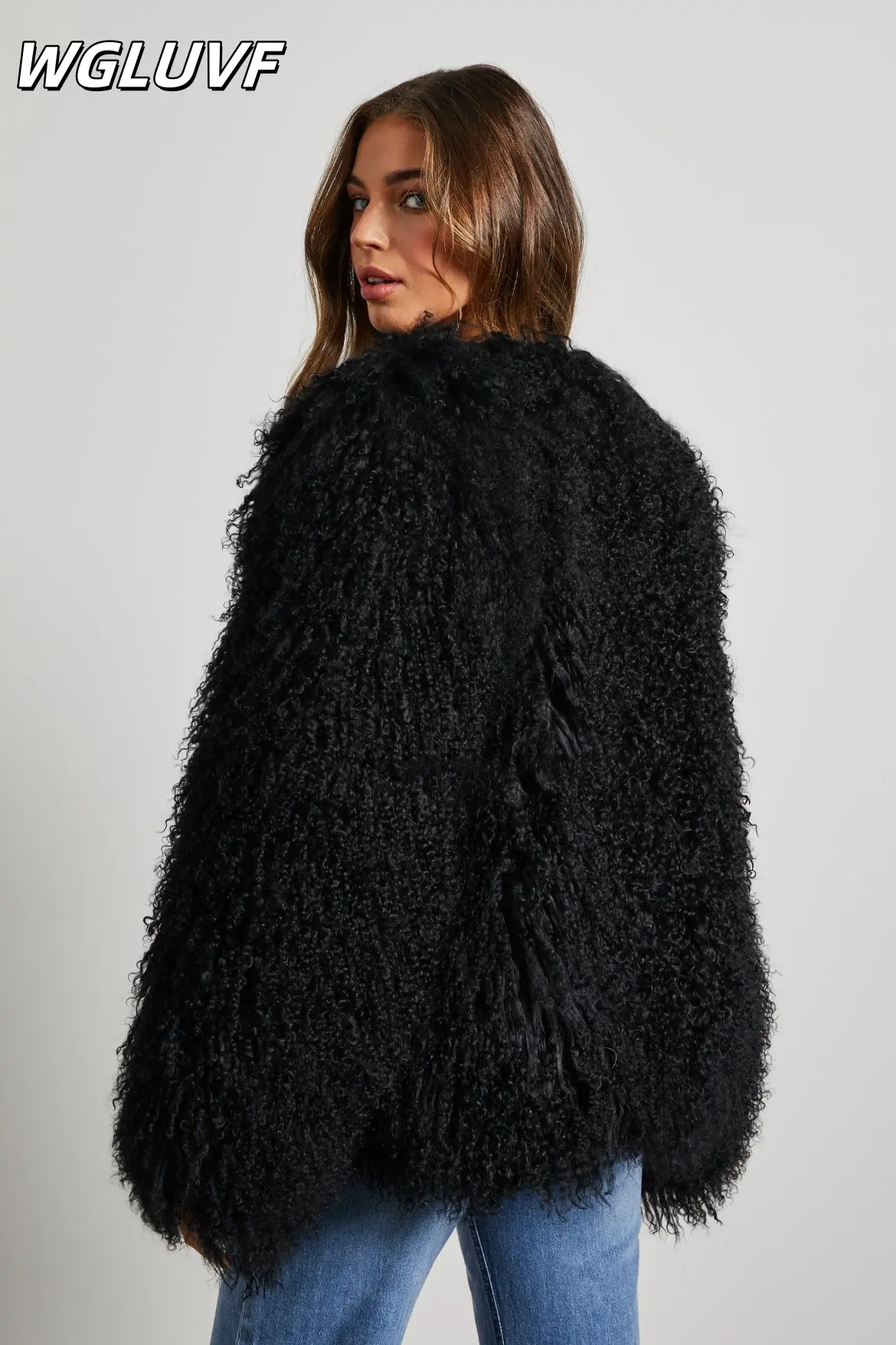 Mongolian curly sheep wool coat - WGLUVF