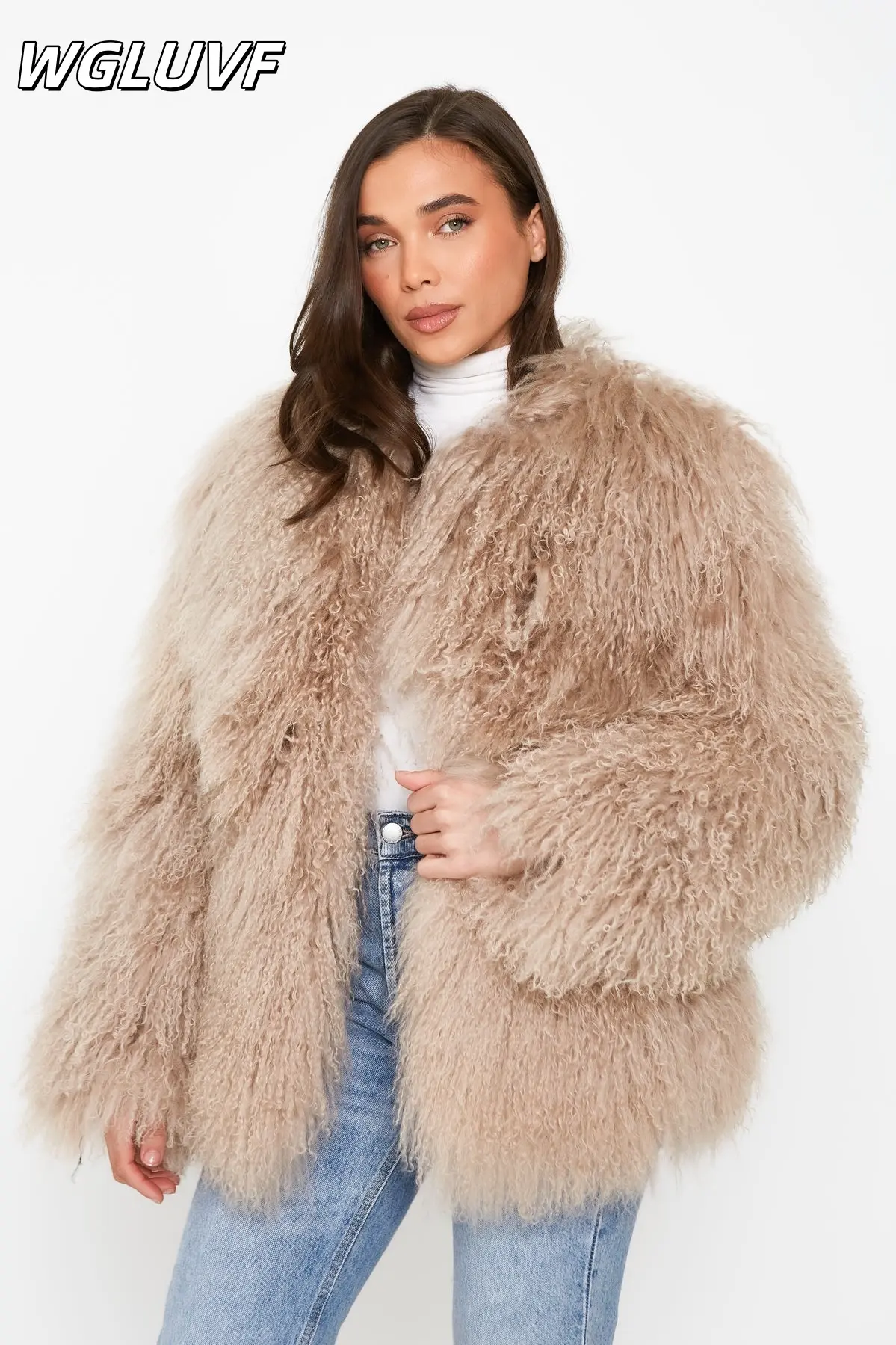 Curled sheepskin 100% genuine sheepskin jacket - WGLUVF