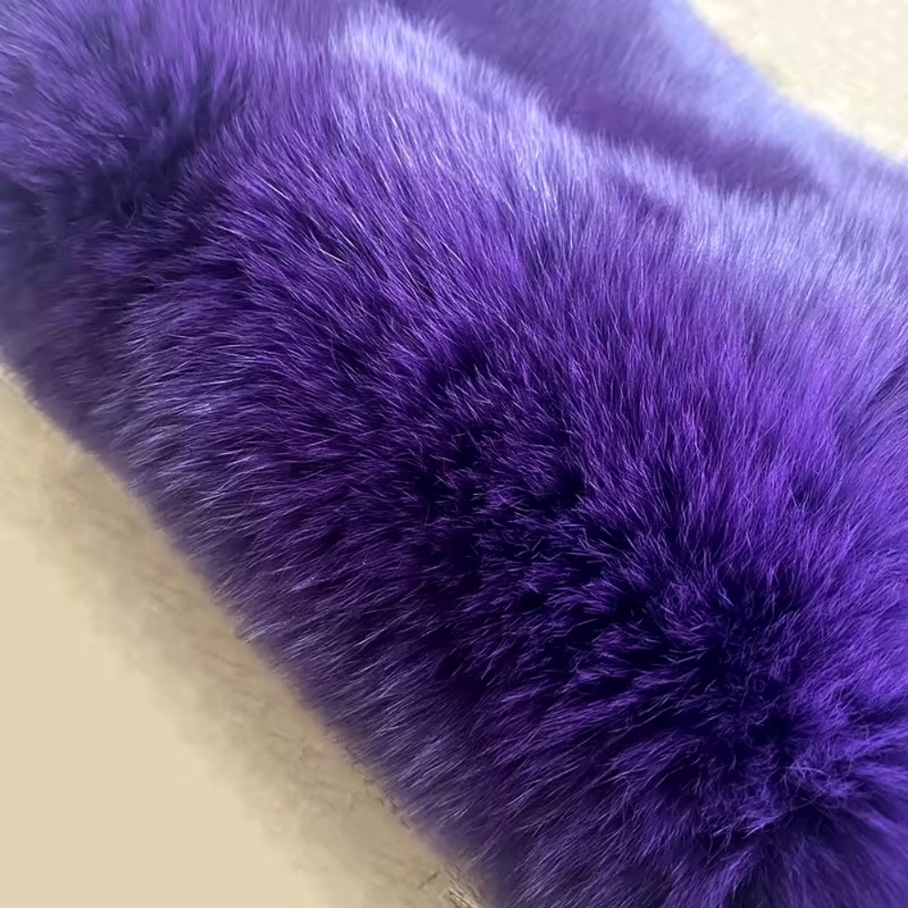 Natural Fox Fur Coat Thick Fluffy Genuine Fur Long Jacket Winter Women Fashion Outerwear - WGLUVF