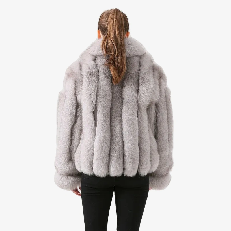 Real fox fur coat natural fox fur coat with collar thick fur women winter - WGLUVF