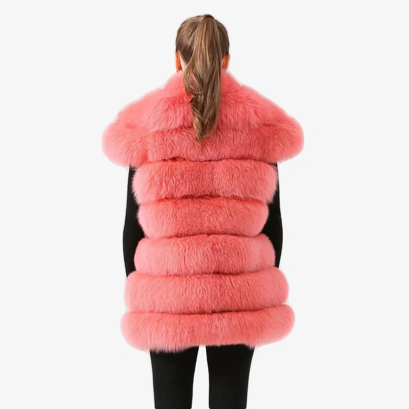 Fox skin vest short sleeved 100% real fur - WGLUVF