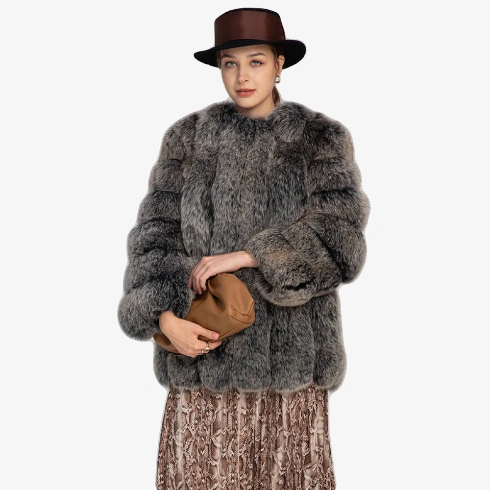 Natural Fox Fur Coat Thick Fluffy Genuine Fur Long Jacket Winter Women Fashion Outerwear - WGLUVF