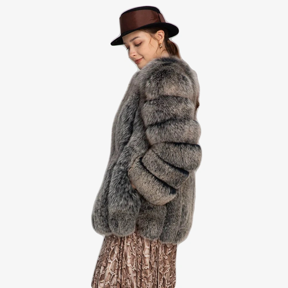 Natural Fox Fur Coat Thick Fluffy Genuine Fur Long Jacket Winter Women Fashion Outerwear - WGLUVF
