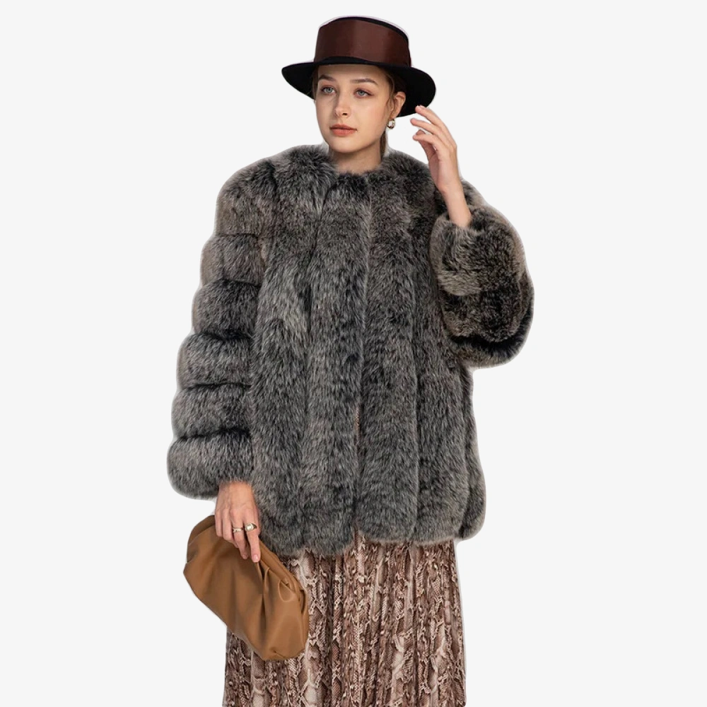 Natural Fox Fur Coat Thick Fluffy Genuine Fur Long Jacket Winter Women Fashion Outerwear - WGLUVF