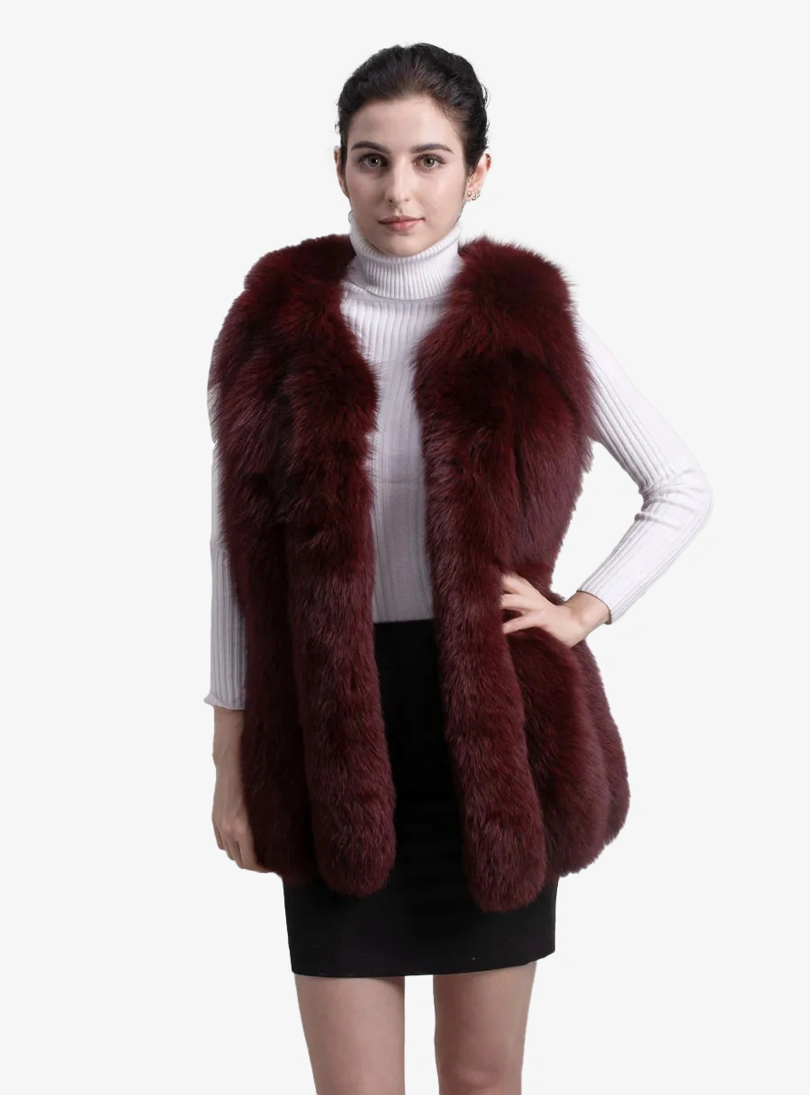 High quality women winter real fox fur vest gilet genuine fox fur coat - WGLUVF