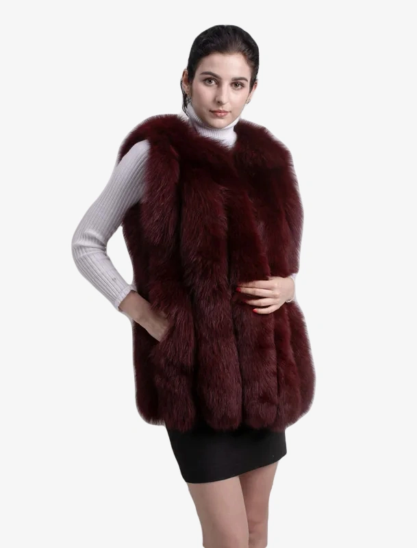 High quality women winter real fox fur vest gilet genuine fox fur coat - WGLUVF