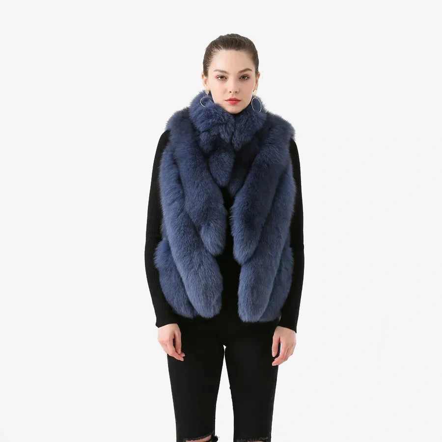 Stand up collar fashionable fox vest - WGLUVF