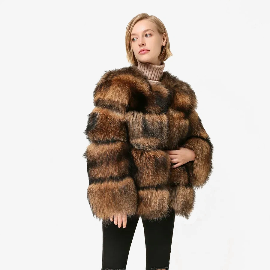 Women's winter real wash bear skin coat fluffy wide row sharp fur coat - WGLUVF
