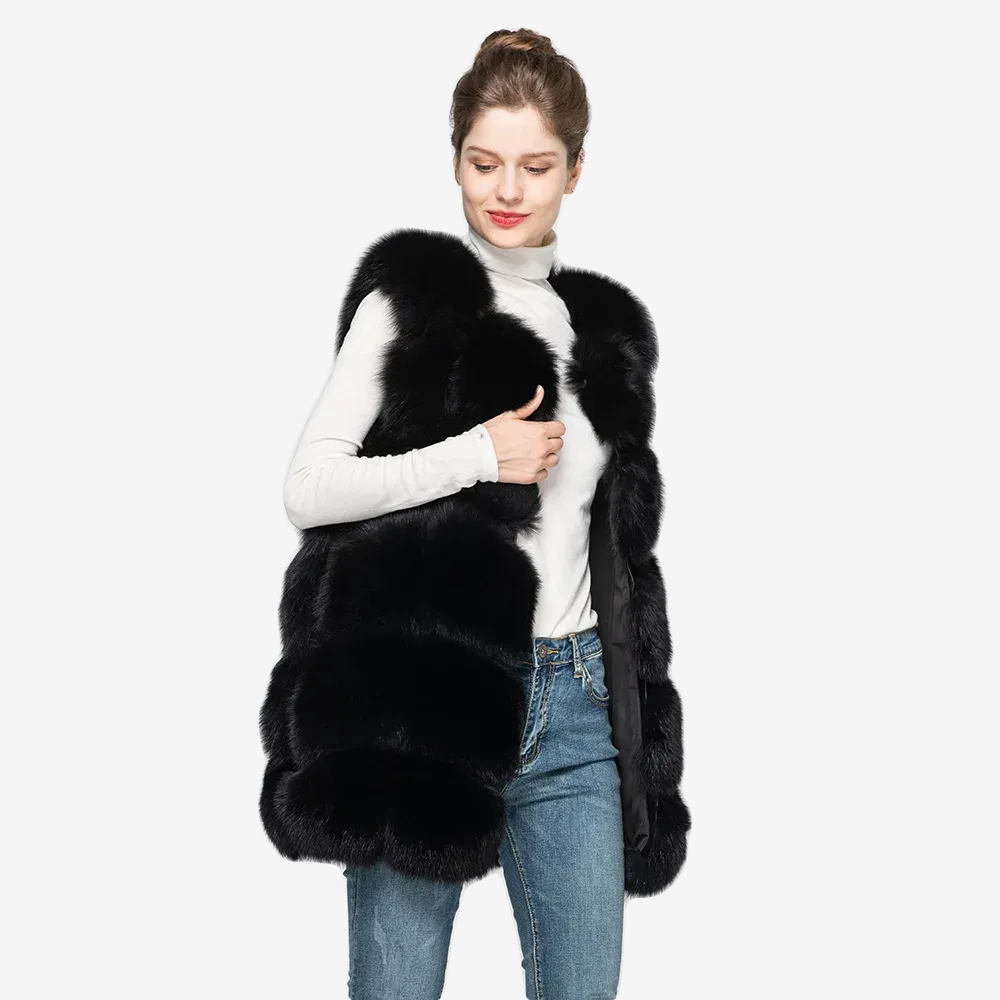 Women's Winter Warm Fur Vest Fashion Style Waistcoat - WGLUVF