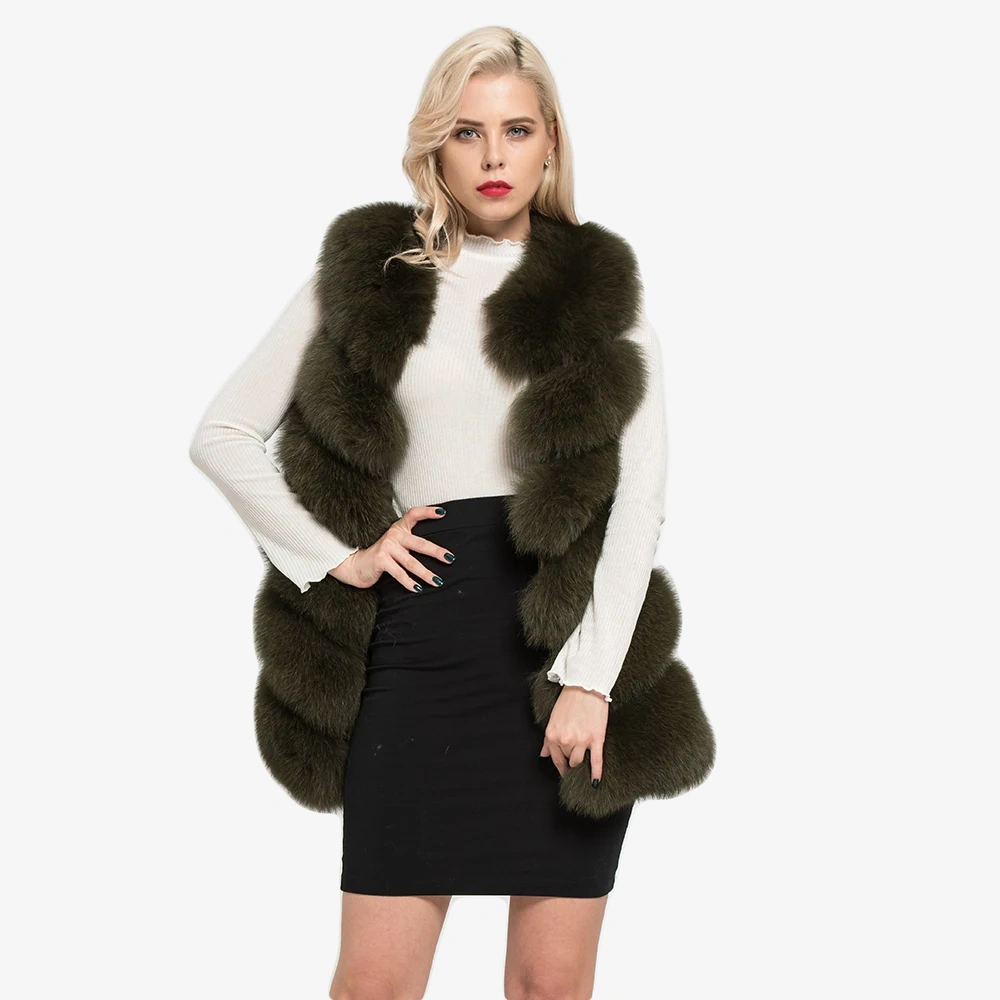 Standard length diagonal fox fur vest - WGLUVF