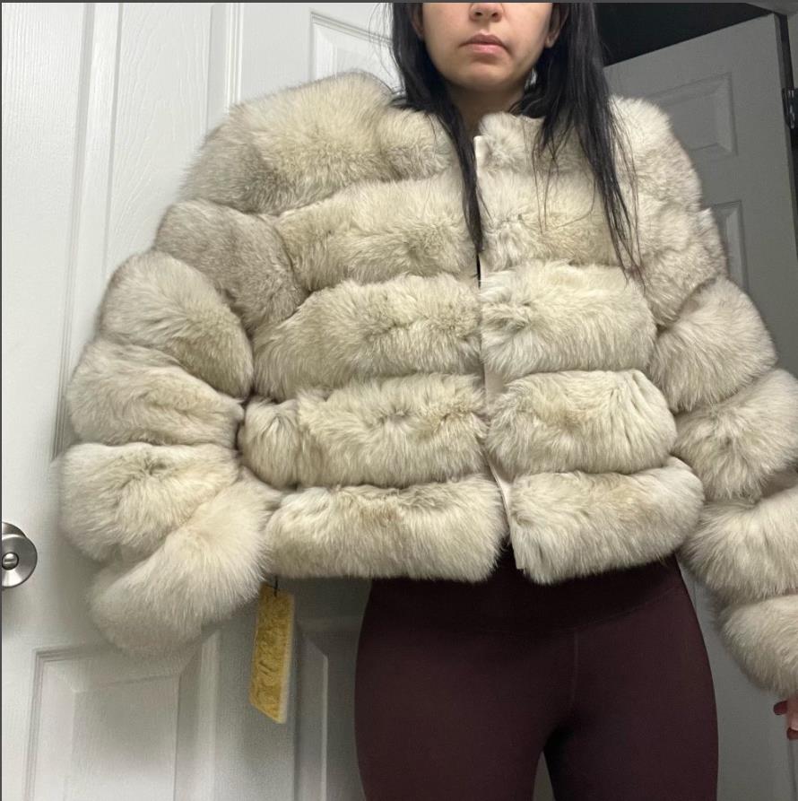 Classic fox fur short long sleeved jacket Add long sleeves - WGLUVF