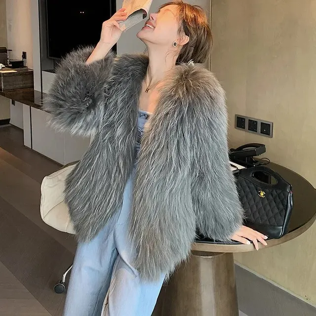 Age-reducing Double-sided Knitted Fox Fur Mid-length Jacket Women's Faux Fur Overcoat 2023 New Style - WGLUVF