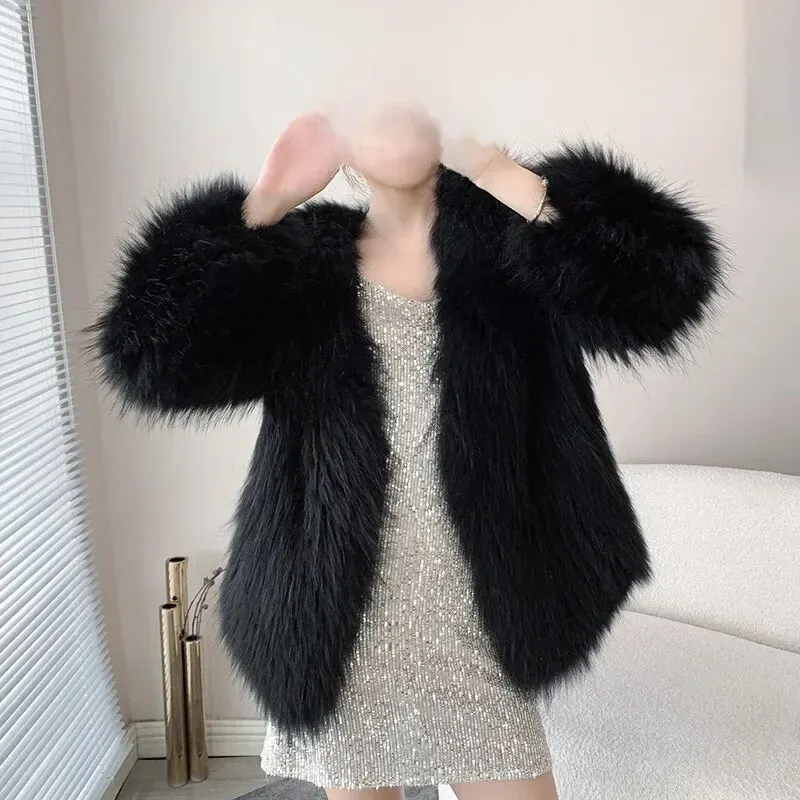 Age-reducing Double-sided Knitted Fox Fur Mid-length Jacket Women's Faux Fur Overcoat 2023 New Style - WGLUVF