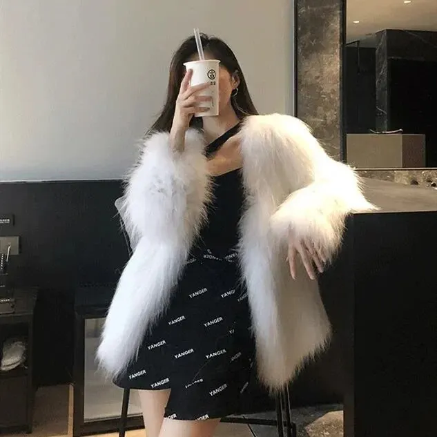 Age-reducing Double-sided Knitted Fox Fur Mid-length Jacket Women's Faux Fur Overcoat 2023 New Style - WGLUVF