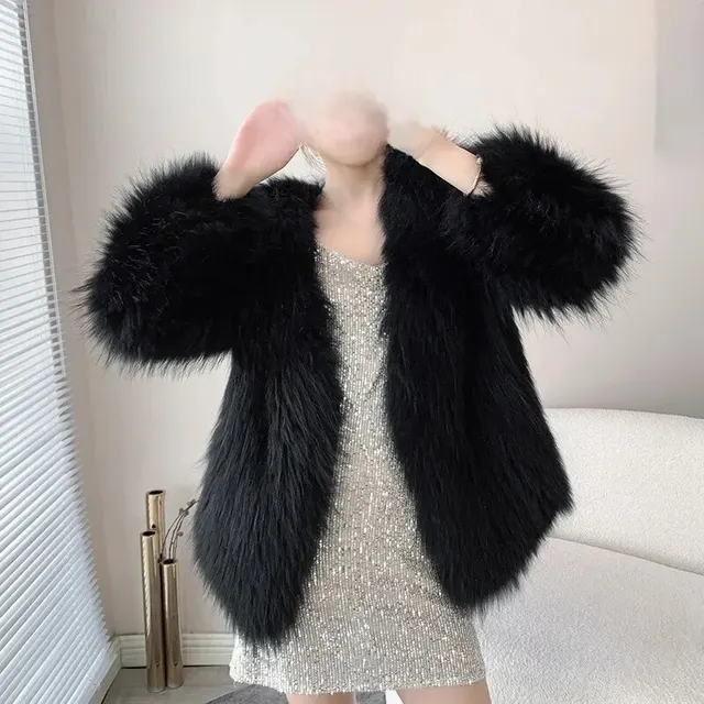 Age-reducing Double-sided Knitted Fox Fur Mid-length Jacket Women's Faux Fur Overcoat 2023 New Style - WGLUVF