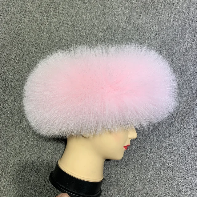 Winter Fashion Elastic Headband Fox Fur Headwear Racccoon Fur Women's Fluffy Real Fur Band - WGLUVF
