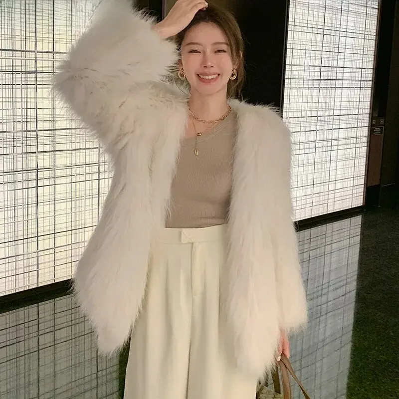Age-reducing Double-sided Knitted Fox Fur Mid-length Jacket Women's Faux Fur Overcoat 2023 New Style - WGLUVF