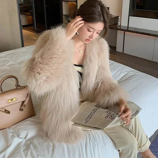 Age-reducing Double-sided Knitted Fox Fur Mid-length Jacket Women's Faux Fur Overcoat 2023 New Style - WGLUVF