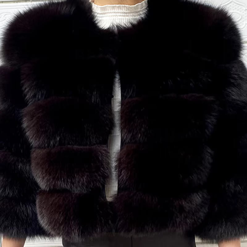 The Latest Fur Coat For Women Real Fox Fur Coat Mid-length Natural Fur Jacket Hemline Design The Waist Belt And Drawstring - WGLUVF
