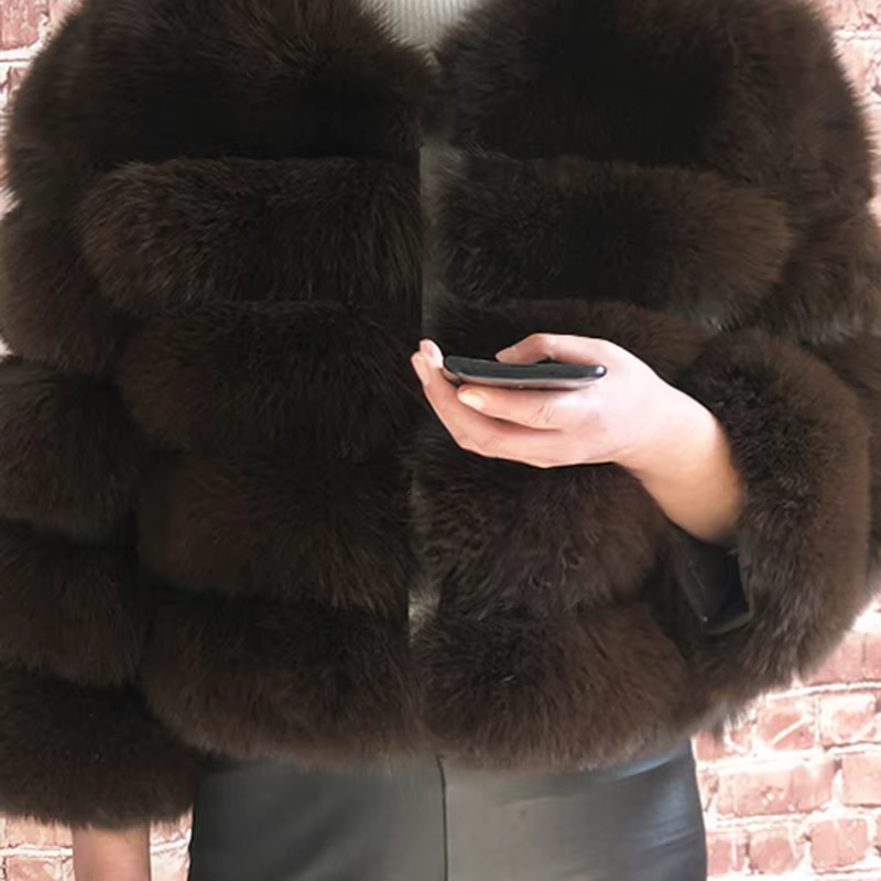 The Latest Fur Coat For Women Real Fox Fur Coat Mid-length Natural Fur Jacket Hemline Design The Waist Belt And Drawstring - WGLUVF