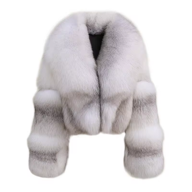 Full fur leather jacket women's coat - WGLUVF