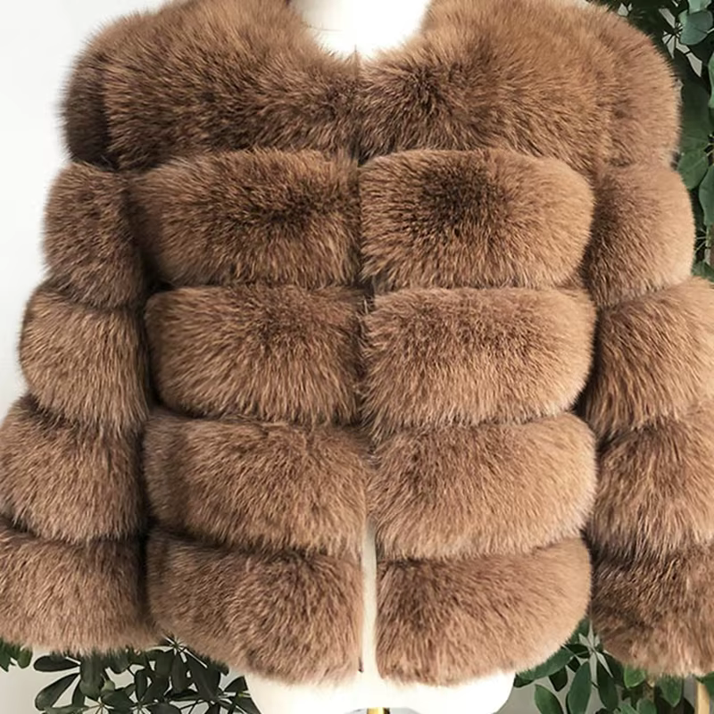 The Latest Fur Coat For Women Real Fox Fur Coat Mid-length Natural Fur Jacket Hemline Design The Waist Belt And Drawstring - WGLUVF