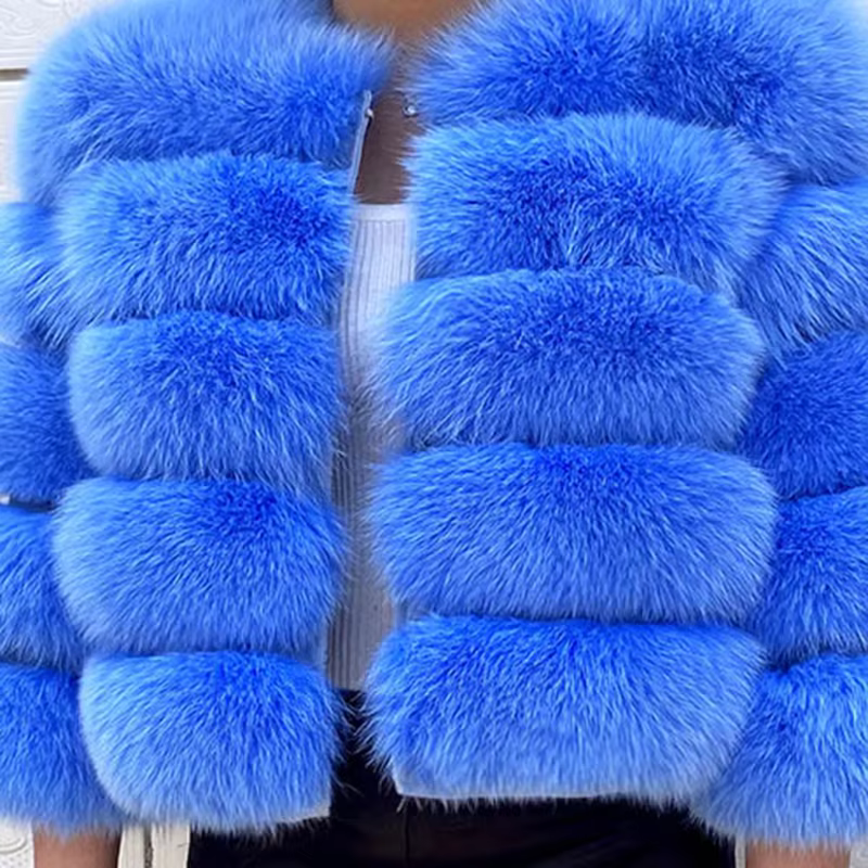 The Latest Fur Coat For Women Real Fox Fur Coat Mid-length Natural Fur Jacket Hemline Design The Waist Belt And Drawstring - WGLUVF