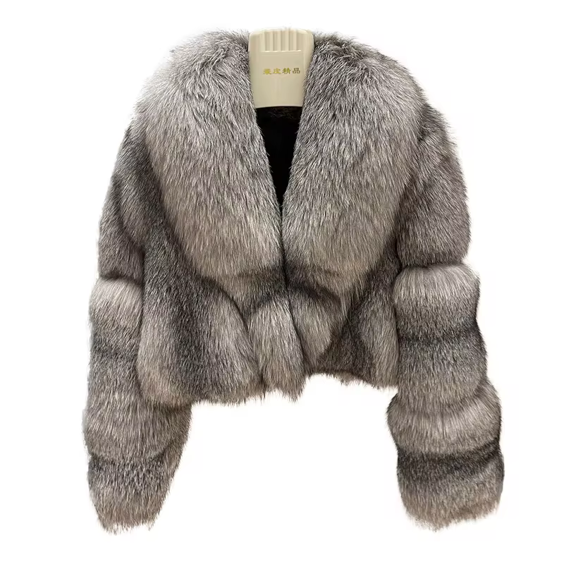 Full fur leather jacket women's coat - WGLUVF