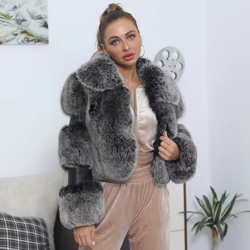 Natural fox skin fashionable jacket - WGLUVF