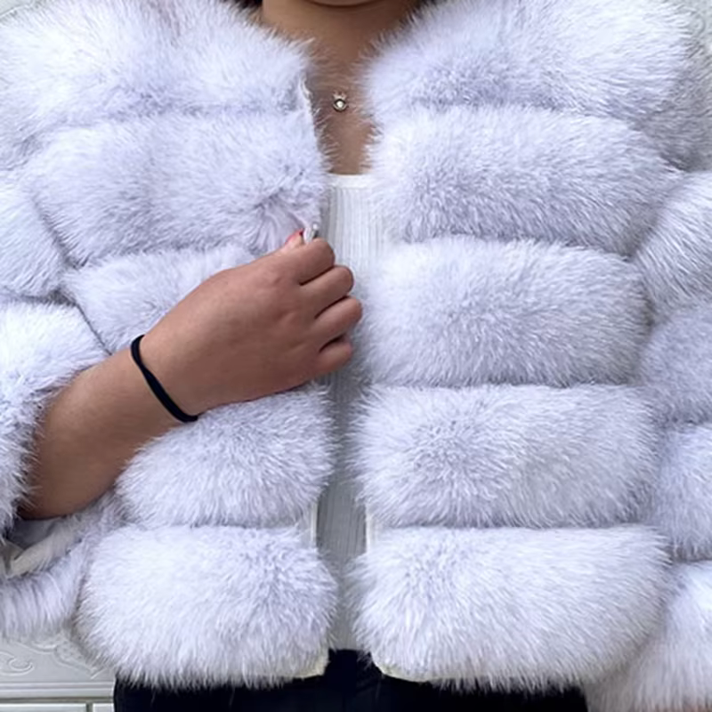 The Latest Fur Coat For Women Real Fox Fur Coat Mid-length Natural Fur Jacket Hemline Design The Waist Belt And Drawstring - WGLUVF