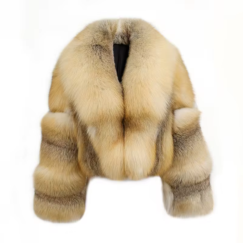 Full fur leather jacket women's coat - WGLUVF