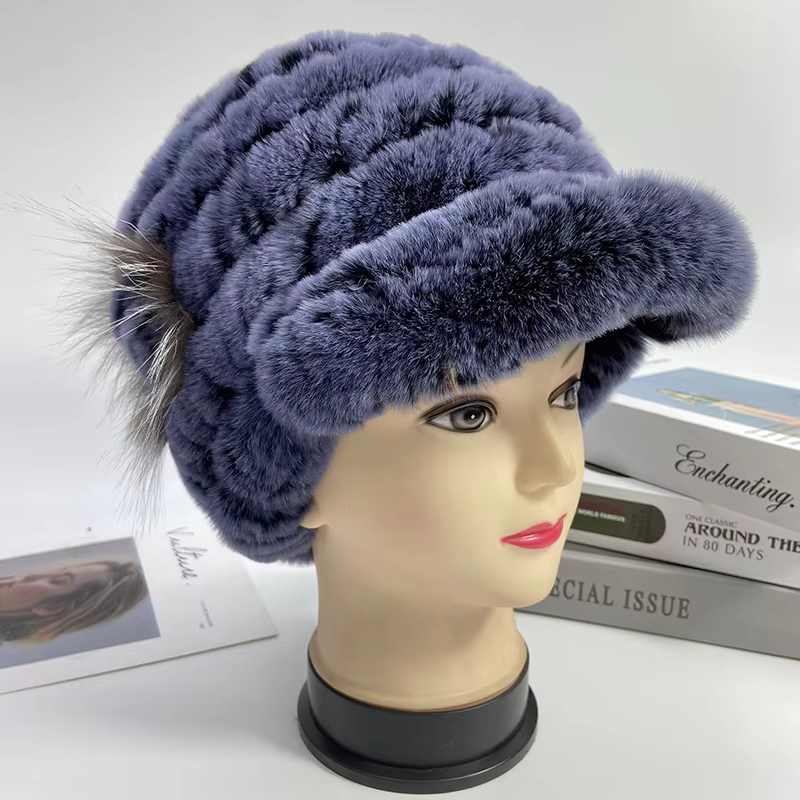 Winter Woman Fur Cap Beanie Hats Lady Natural Rex Rabbit Fur Cap Warm Soft Headwear Fashion Warmth Quality Hats - WGLUVF