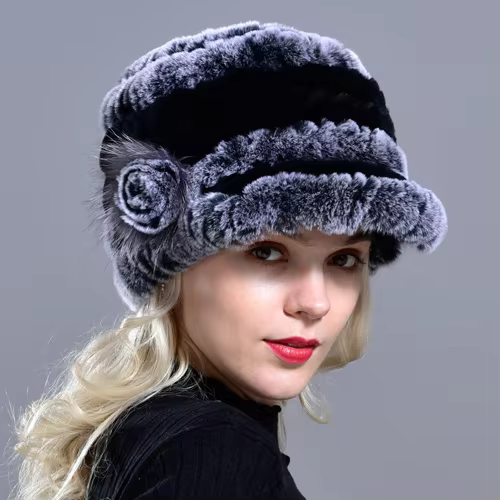 Winter Woman Fur Cap Beanie Hats Lady Natural Rex Rabbit Fur Cap Warm Soft Headwear Fashion Warmth Quality Hats - WGLUVF
