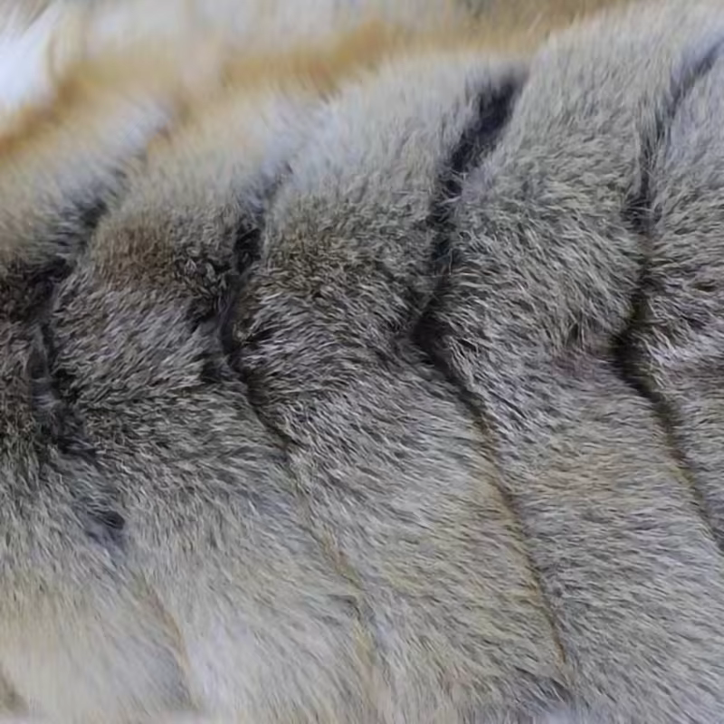 Golden fox fur long coat, high-quality natural fur - WGLUVF