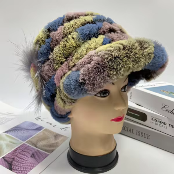 Winter Woman Fur Cap Beanie Hats Lady Natural Rex Rabbit Fur Cap Warm Soft Headwear Fashion Warmth Quality Hats - WGLUVF