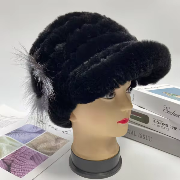 Winter Woman Fur Cap Beanie Hats Lady Natural Rex Rabbit Fur Cap Warm Soft Headwear Fashion Warmth Quality Hats - WGLUVF