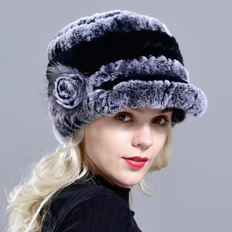 Winter Woman Fur Cap Beanie Hats Lady Natural Rex Rabbit Fur Cap Warm Soft Headwear Fashion Warmth Quality Hats - WGLUVF