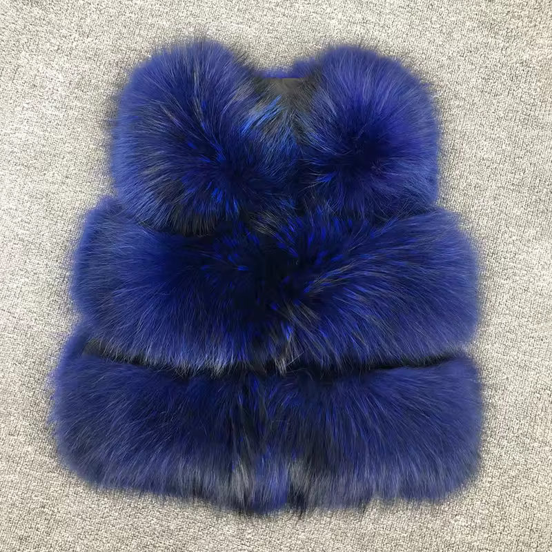Short Real Fashion Lady Natural Raccoon Fur vest WG-STVT45-45 - WGLUVF