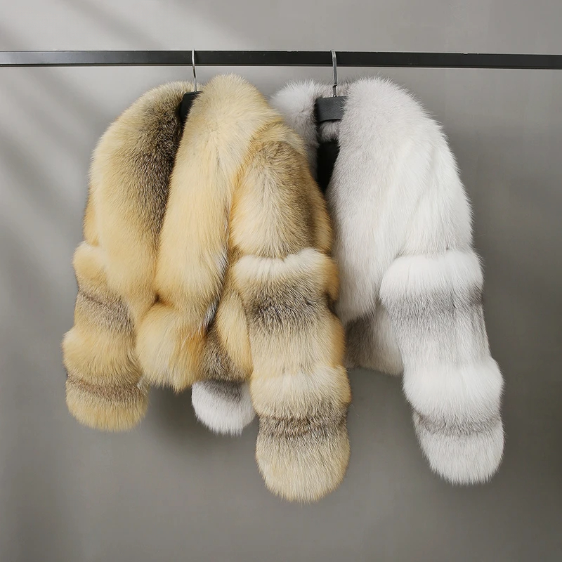 Full fur leather jacket women's coat - WGLUVF