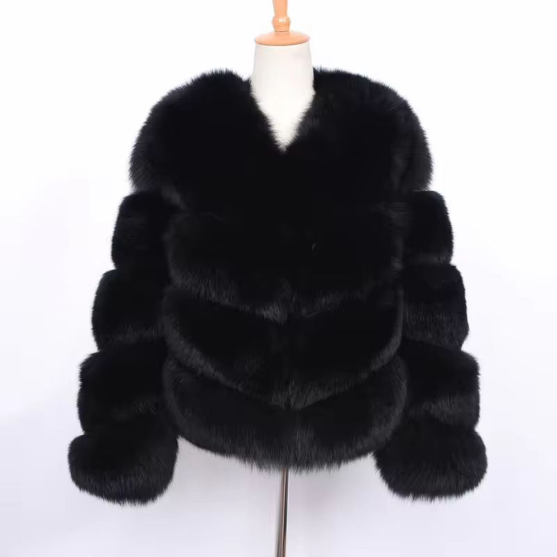 Diagonal fox fur coat - WGLUVF