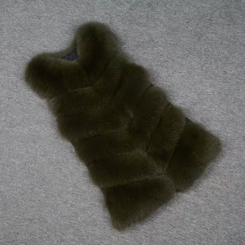 Standard length diagonal fox fur vest - WGLUVF