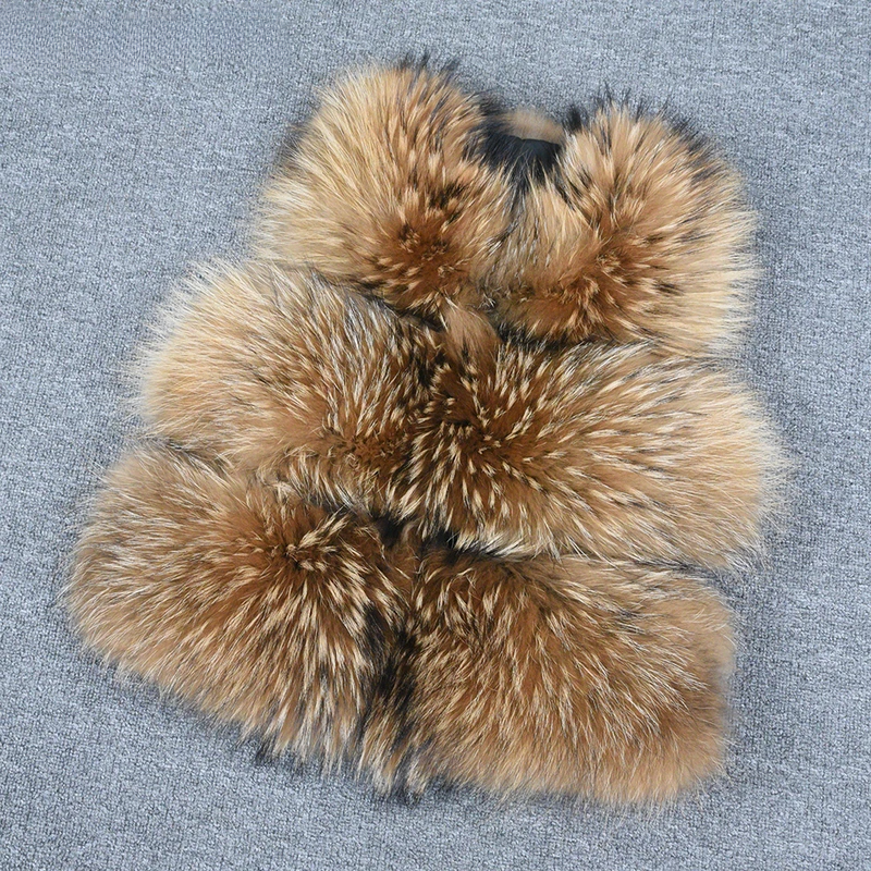 Short Real Fashion Lady Natural Raccoon Fur vest WG-STVT45-45 - WGLUVF